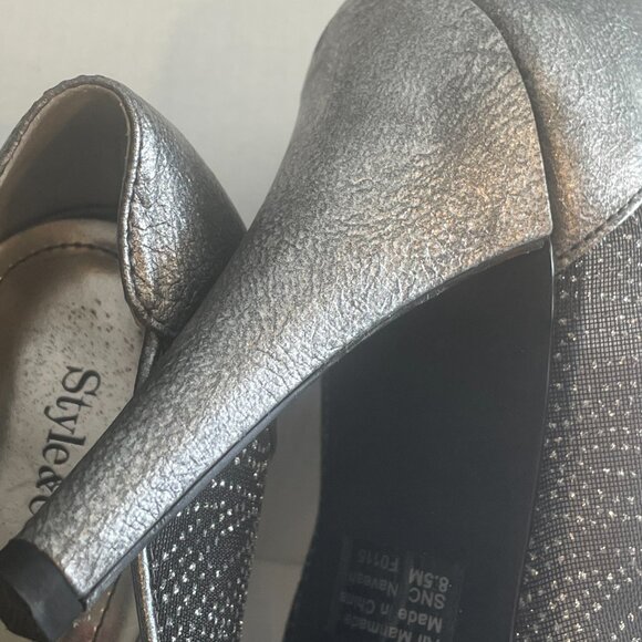 8.5 Peep Toe Pewter Sparkly Holiday Party High Heels Style & Co. - Picture 4 of 6